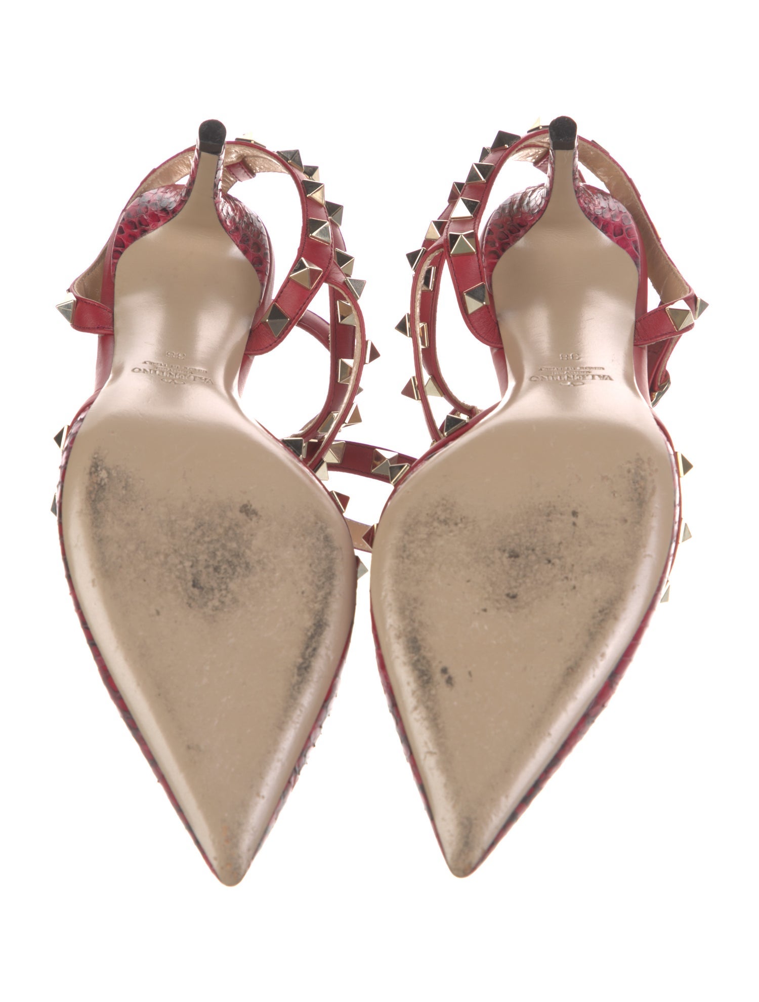 Valentino Rockstud Accents Leather T-Strap Pumps
